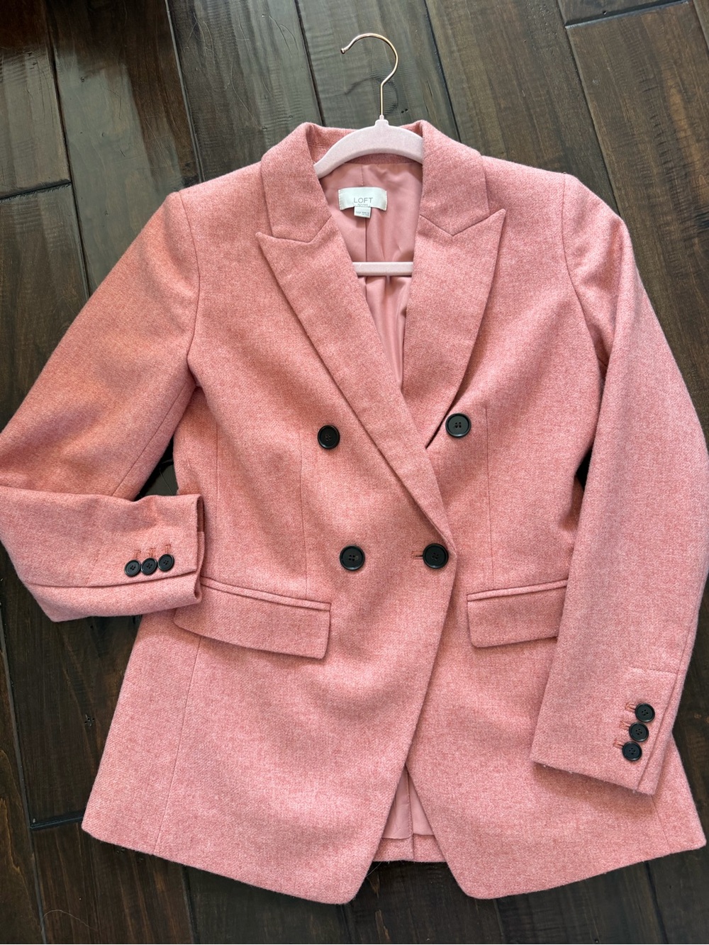 LOFT Dusty Rose Double-Breasted Blazer
